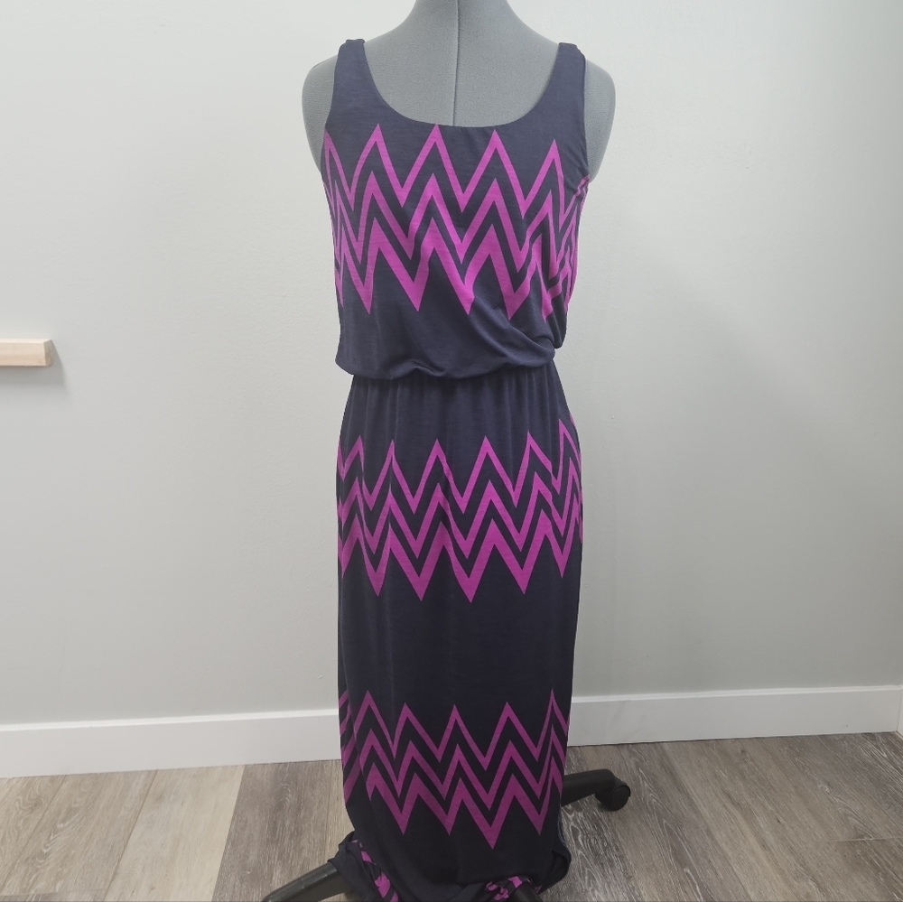41 Hawthorn Stitch Fix Blouson Maxi Dress Sleeveless Geometric Women's Small - Picture 2 of 10